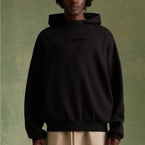 Fear of God Essentials Jet Black Hoodie Size S